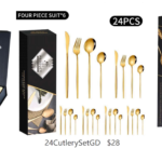 24-Piece Gold Stainless Steel Cutlery Set | Knives, Spoons & Forks with Gift Box