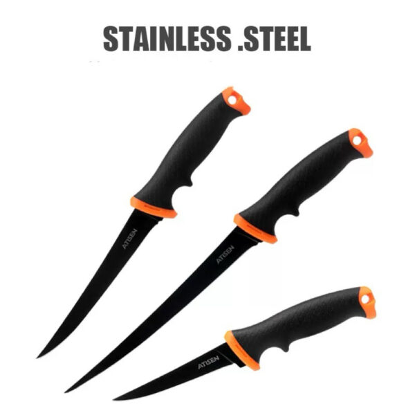 3PCS Fishing Knife Set – Stainless Steel Fillet, Boning & Multi-Purpose Knives with Sheath