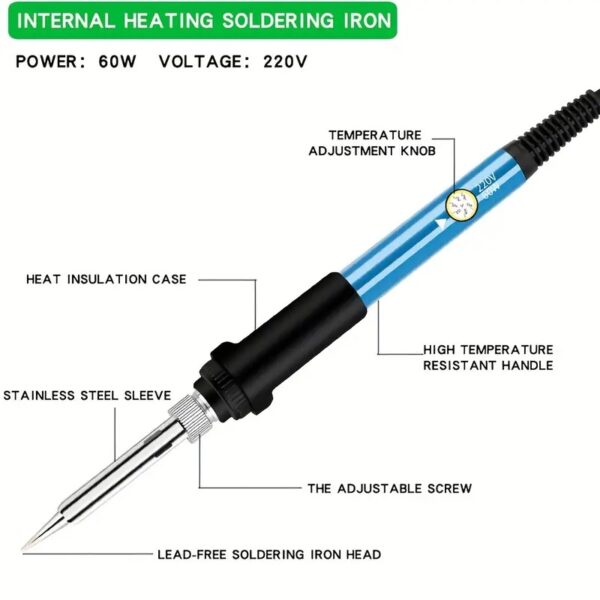15PCS Soldering Iron Kit 60W LCD Digital Adjustable Temperature 200-450°C