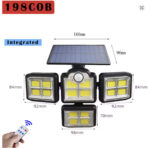 4-Head 198LED Solar Motion Sensor Light Outdoor Garden Security Flood Light - Image 2