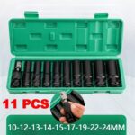 11PCS 1/2” Drive Deep Impact Socket Set Metric 10–24mm Impact Wrench Sockets - Image 3