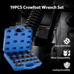 19PC Metric Crowfoot Flare Nut Wrench Set 3/8” & 1/2” Drive 8–32mm - Image 3