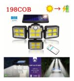 4-Head 198LED Solar Motion Sensor Light Outdoor Garden Security Flood Light - Image 3