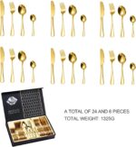 24-Piece Gold Stainless Steel Cutlery Set | Knives, Spoons & Forks with Gift Box - Image 3