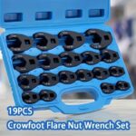 19PC Metric Crowfoot Flare Nut Wrench Set 3/8” & 1/2” Drive 8–32mm - Image 11