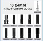 11PCS 1/2” Drive Deep Impact Socket Set Metric 10–24mm Impact Wrench Sockets - Image 6