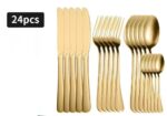 24-Piece Gold Stainless Steel Cutlery Set | Knives, Spoons & Forks with Gift Box - Image 7