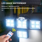 4-Head 198LED Solar Motion Sensor Light Outdoor Garden Security Flood Light - Image 7