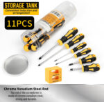 11PCS Magnetic Screwdriver Set Phillips & Flat Head with Magnetizer Tool - Image 18