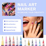 12 Colors Nail Art Pens Set 3D DIY Nail Design Marker Liner Pens - Image 11