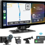 10.26” Car Play with Dual Dash Cam – Front & Rear Car Camera, Wireless, Apple CarPlay & Android Auto
