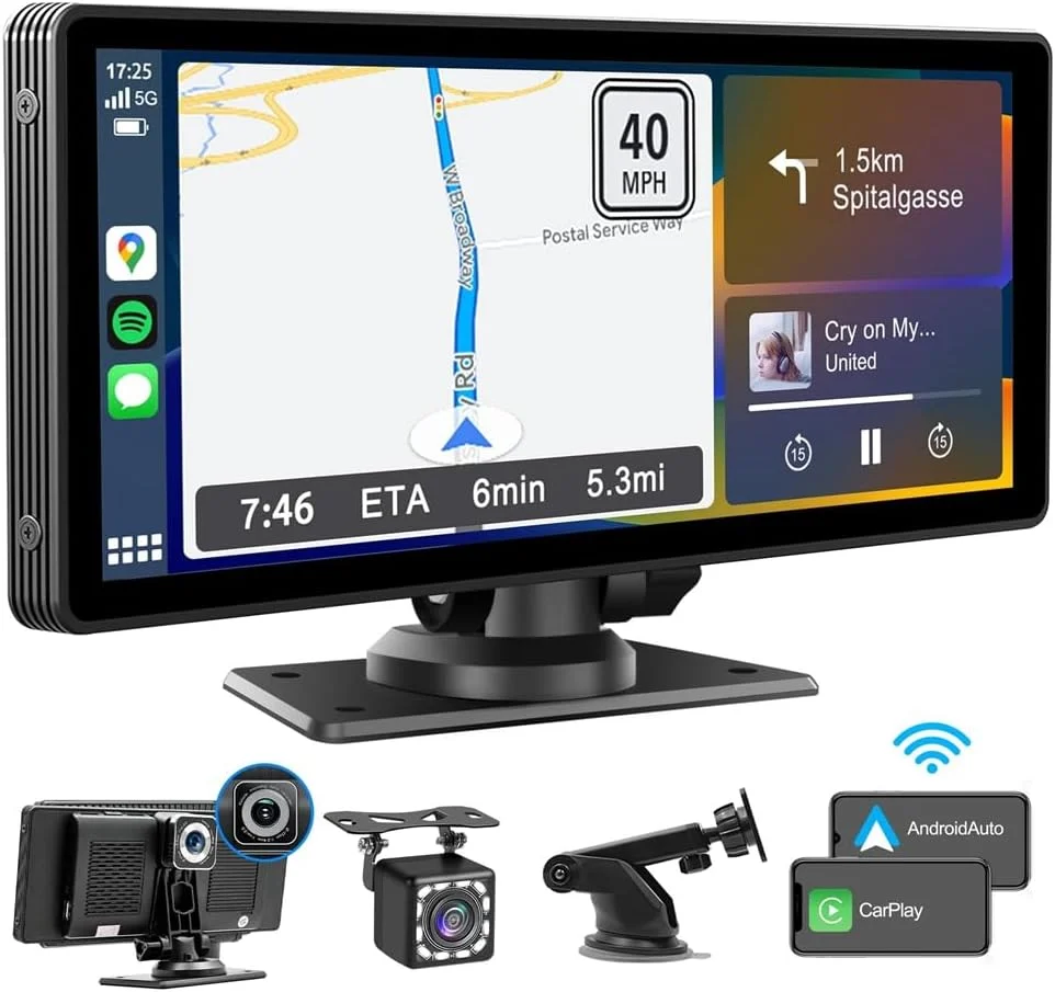 10-26-carplay-dual-dash-cam1 10.26” Car Play with Dual Dash Cam – Front & Rear Car Camera, Wireless, Apple CarPlay & Android Auto - Image 1