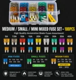 100PCS Automotive Blade Fuse Assortment Kit Mini Small Medium Car Truck Fuse Set