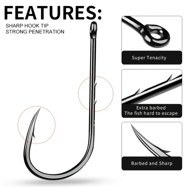 100pcs Baitholder FISHINGHOOK BARBED OFFSET Narrow Bait Hook Double Barb Hook High Carbon Steel Fish Hook Tool Fishing Hook