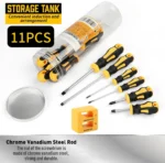 11PCS Magnetic Screwdriver Set Phillips & Flat Head with Magnetizer Tool - Image 2