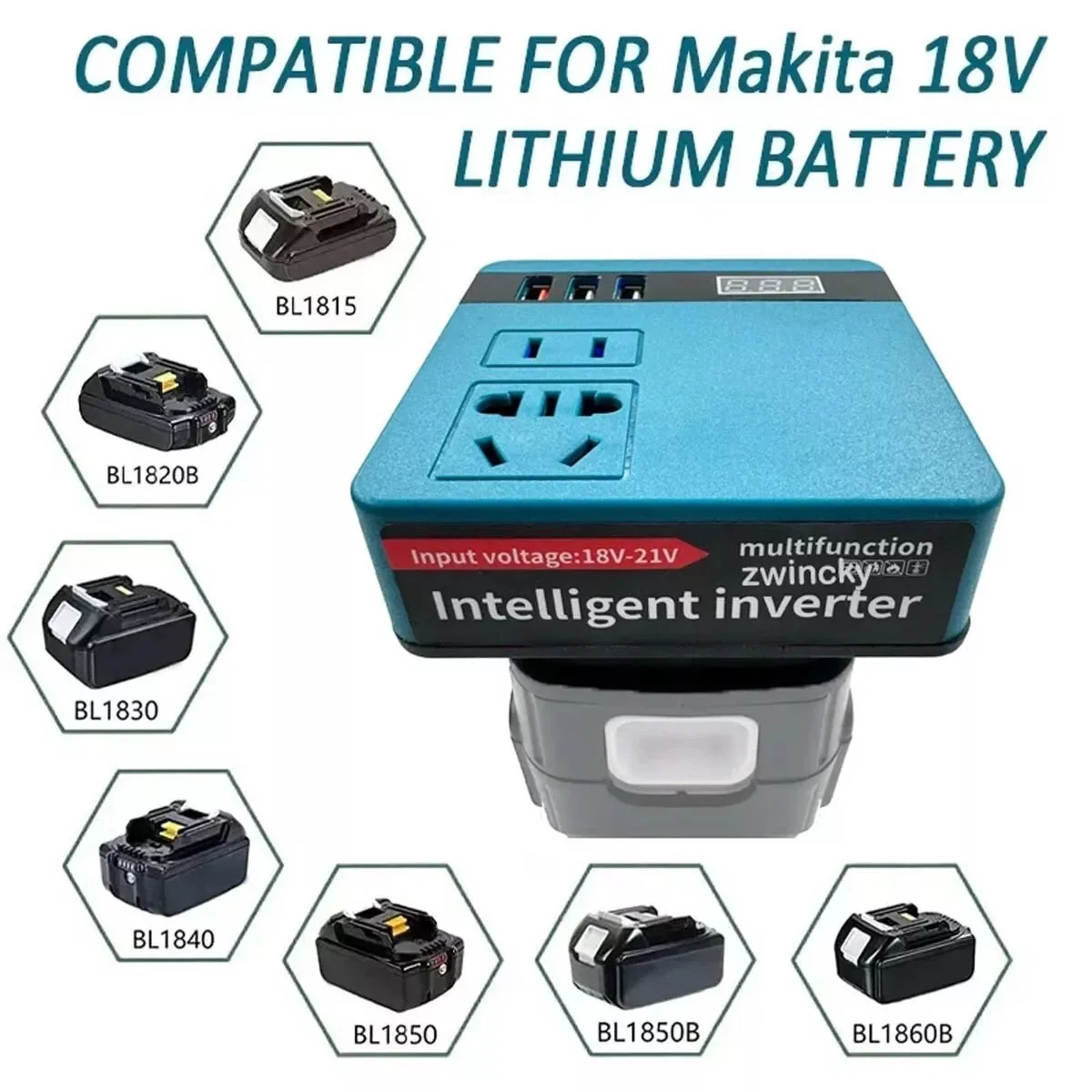 120w-lithium-battery-inverter1 120W Lithium Battery Inverter – DC 18–21V to AC 110–220V for Makita Batteries - Image 1