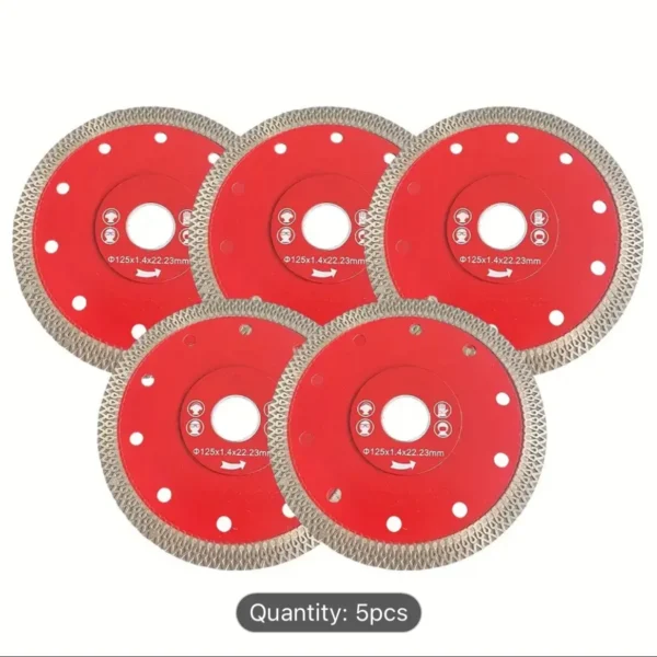 5x 125mm Diamond Tile Saw Blade – Marble, Ceramic, Stone Cutting