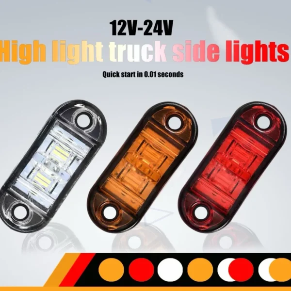 12PCS LED Side Marker Lights 12V 24V Trailer Clearance Brake Lights