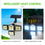 4-Head 198LED Solar Motion Sensor Light Outdoor Garden Security Flood Light - Image 5