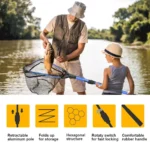 2.2m Fishing Landing Net, Telescopic Landing Net, Collapsible Kayak Fishing Net - Image 7