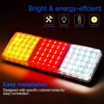 2pcs 75 LED Trailer Tail Lights 12V / 24V Stop Brake Indicator Reverse Lamp Pair - Image 7