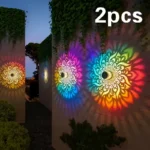 2pcs Solar-Powered Home Decor Outdoor Courtyard Exterior Wall Lights, Color-Changing