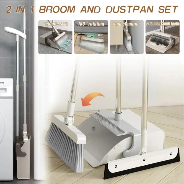 3-in-1 Cleaning Set – Broom, Dustpan & Sweeper Combo with Long Handle for Home & Office