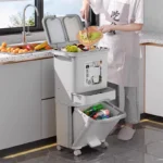 42L Double-Layer Garbage Bin – Dry & Wet Separation with Lid and Wheels - Image 4