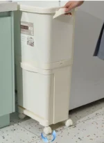 42L Double-Layer Garbage Bin – Dry & Wet Separation with Lid and Wheels - Image 5