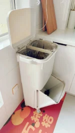 42L Double-Layer Garbage Bin – Dry & Wet Separation with Lid and Wheels - Image 6