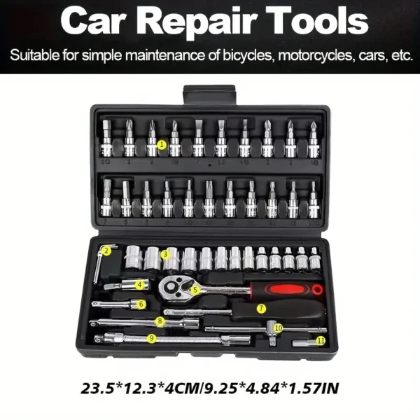 46PCS Mini Ratchet Screwdriver & Socket Set – Auto Repair & DIY Tools Kit