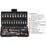 46PCS Mini Ratchet Screwdriver & Socket Set – Auto Repair & DIY Tools Kit - Image 7