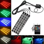4PCS Car RGB LED Strip Lights – USB Powered Interior Neon Lights with Remote - Image 8