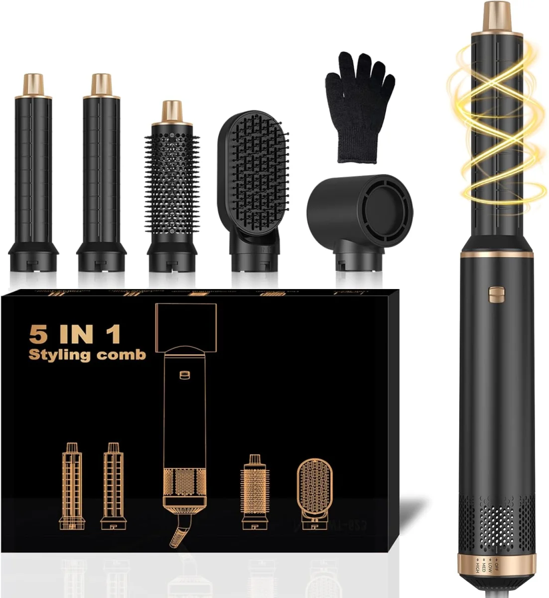 5-in-1-hair-styling-brush1 5-in-1 Hair Styling Brush Set, Ionic Technology, Ceramic Coating, Rotating Curler and Straightener, Anti-Tangle Design - Image 1