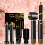 5-in-1 Hair Styling Brush Set, Ionic Technology, Ceramic Coating, Rotating Curler and Straightener, Anti-Tangle Design - Image 8