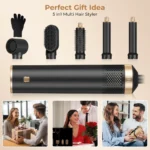 5-in-1 Hair Styling Brush Set, Ionic Technology, Ceramic Coating, Rotating Curler and Straightener, Anti-Tangle Design - Image 2