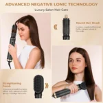 5-in-1 Hair Styling Brush Set, Ionic Technology, Ceramic Coating, Rotating Curler and Straightener, Anti-Tangle Design - Image 3