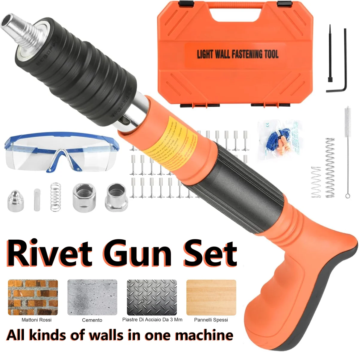 5-speed-concrete-nail-gun1 5-Speed Heavy Duty Concrete Nail Gun – Wall Penetrating Rivet Tool with 50 Nails - Image 1