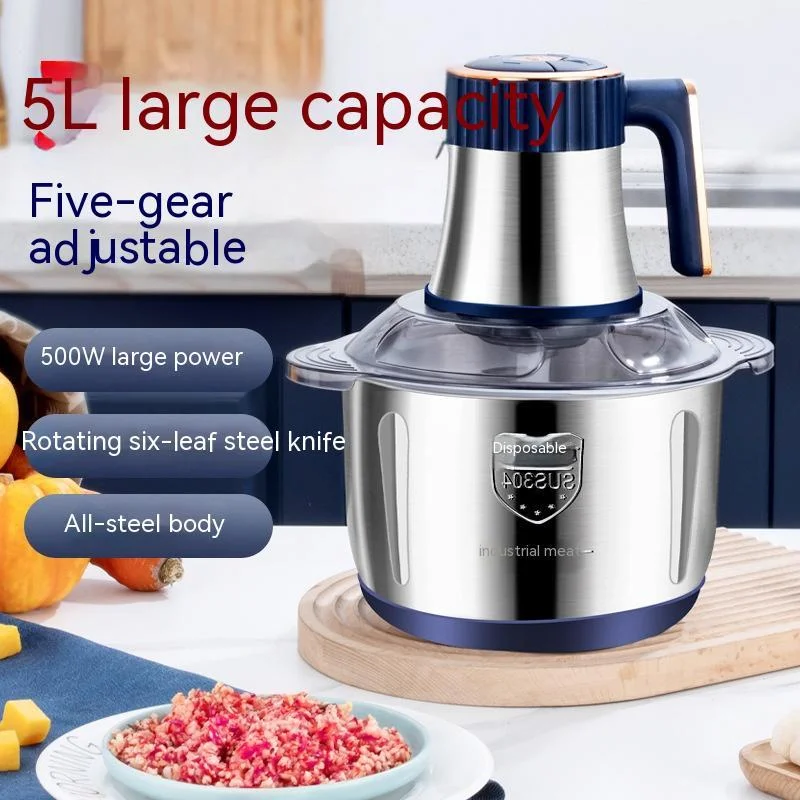 500w-electric-meat-grinder1 Electric Meat Grinder 500W 5-Speed Food Processor – 5L Stainless Steel Bowl - Image 1