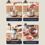 Electric Meat Grinder 500W 5-Speed Food Processor – 5L Stainless Steel Bowl - Image 2