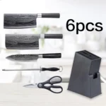 Luxury 6-Piece Damascus Steel Knife Set – Anti-Slip Handle & Honing Rod Included