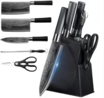 Luxury 6-Piece Damascus Steel Knife Set – Anti-Slip Handle & Honing Rod Included - Image 2