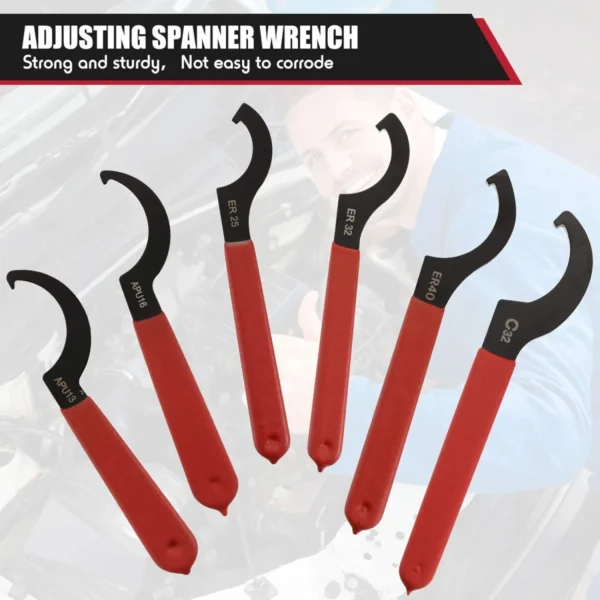 6pcs J-Shaped Coilover Wrench Set – Suspension Shock Absorber Adjustment Tools