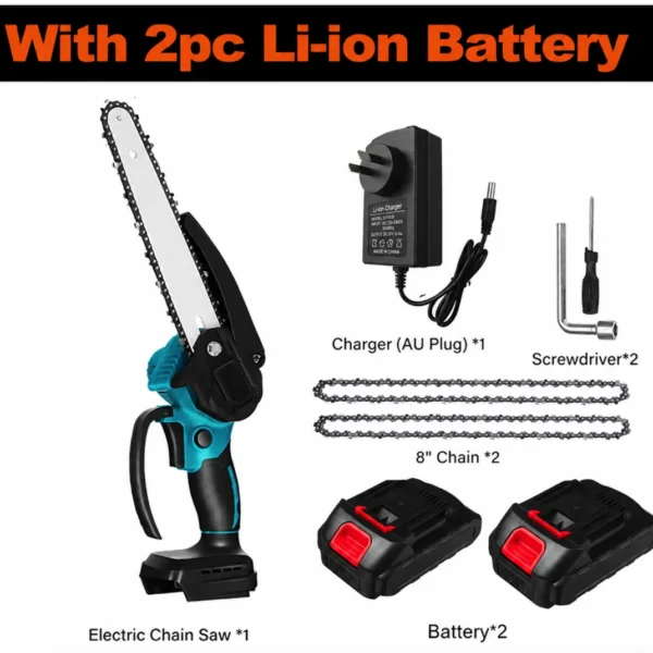Chainsaw 8-inch, Mini Chainsaw Cordless Tool Set, Battery Chainsaw with 2 Batteries