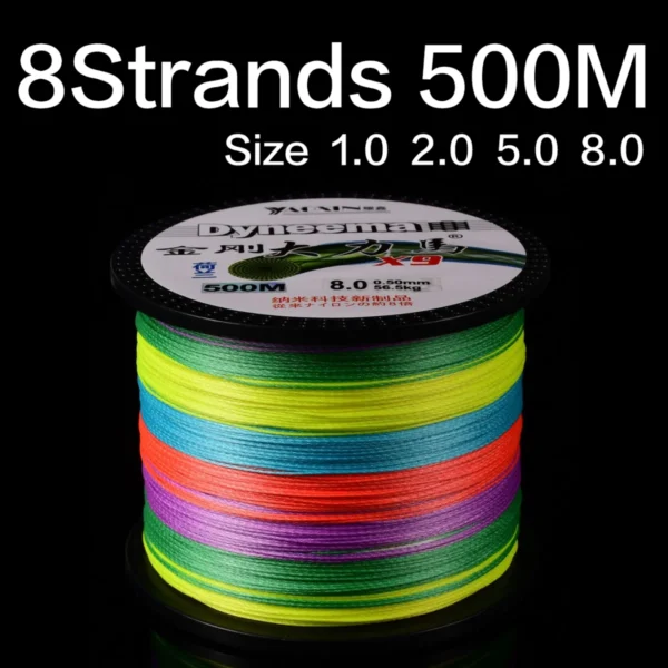 500m 8 strands High Strength PE Braided Fishing Line Durable & Abrasion Resistant