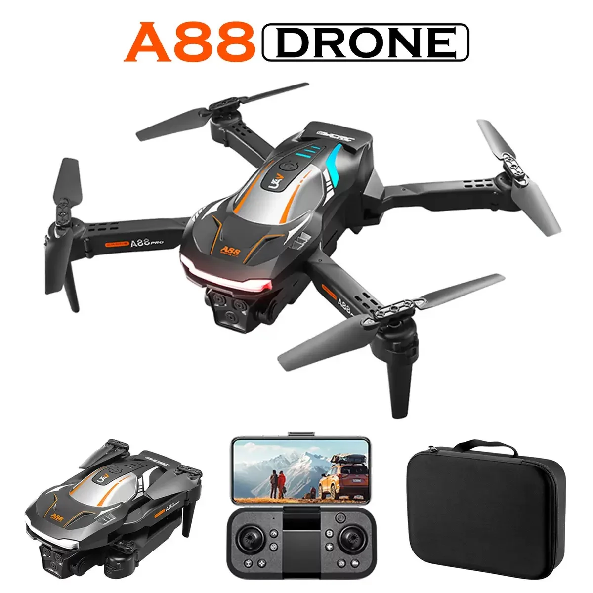 a88-8k-dual-camera-drone1 A88 Drone 8K Professional Dual-Camera Quadcopter with GPS & 360° Obstacle Avoidance - Image 1