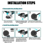 Brushless Cordless Angle Grinder – 125mm Cutting & Polishing, Makita 18V Compatible - Image 2