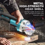 Brushless Cordless Angle Grinder – 125mm Cutting & Polishing, Makita 18V Compatible - Image 4