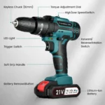 Cordless Drill Driver – Electric Screwdriver with 2 Batteries & Charger - Image 5
