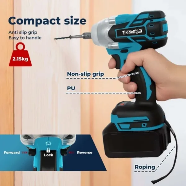 Cordless Impact Wrench – Brushless High Torque Electric Rattle Gun (Makita Battery Compatible)